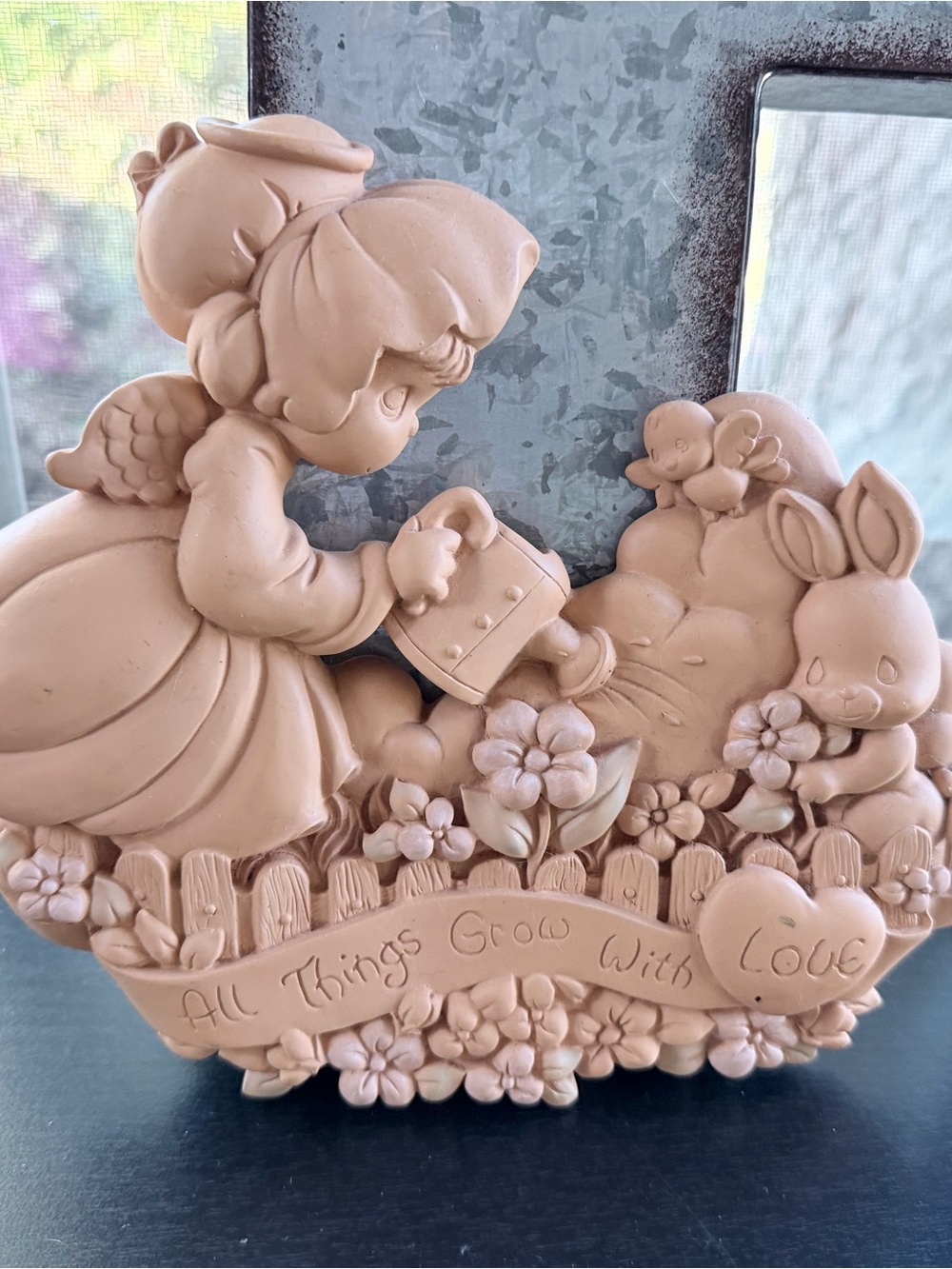 Precious Moments Peach-Tone Angel Garden Figurine with Animals